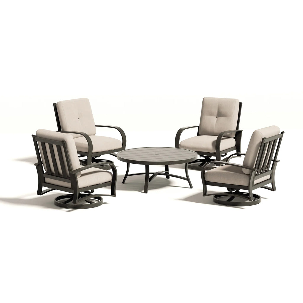 4-Person Patio Swivel Chair Sets With Round Coffee Table