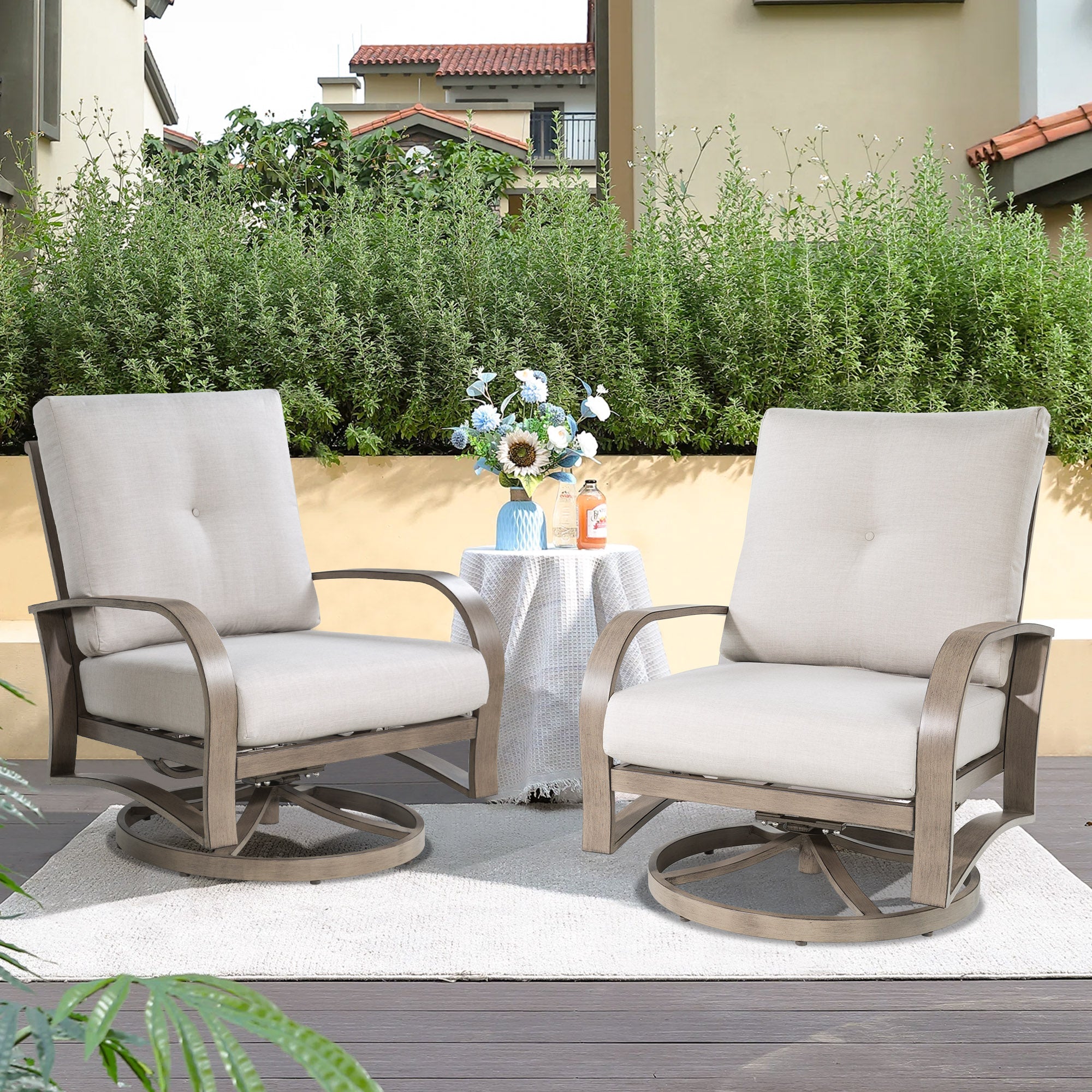 Aluminum Swivel Club Chair with Sunbrella® Cushions