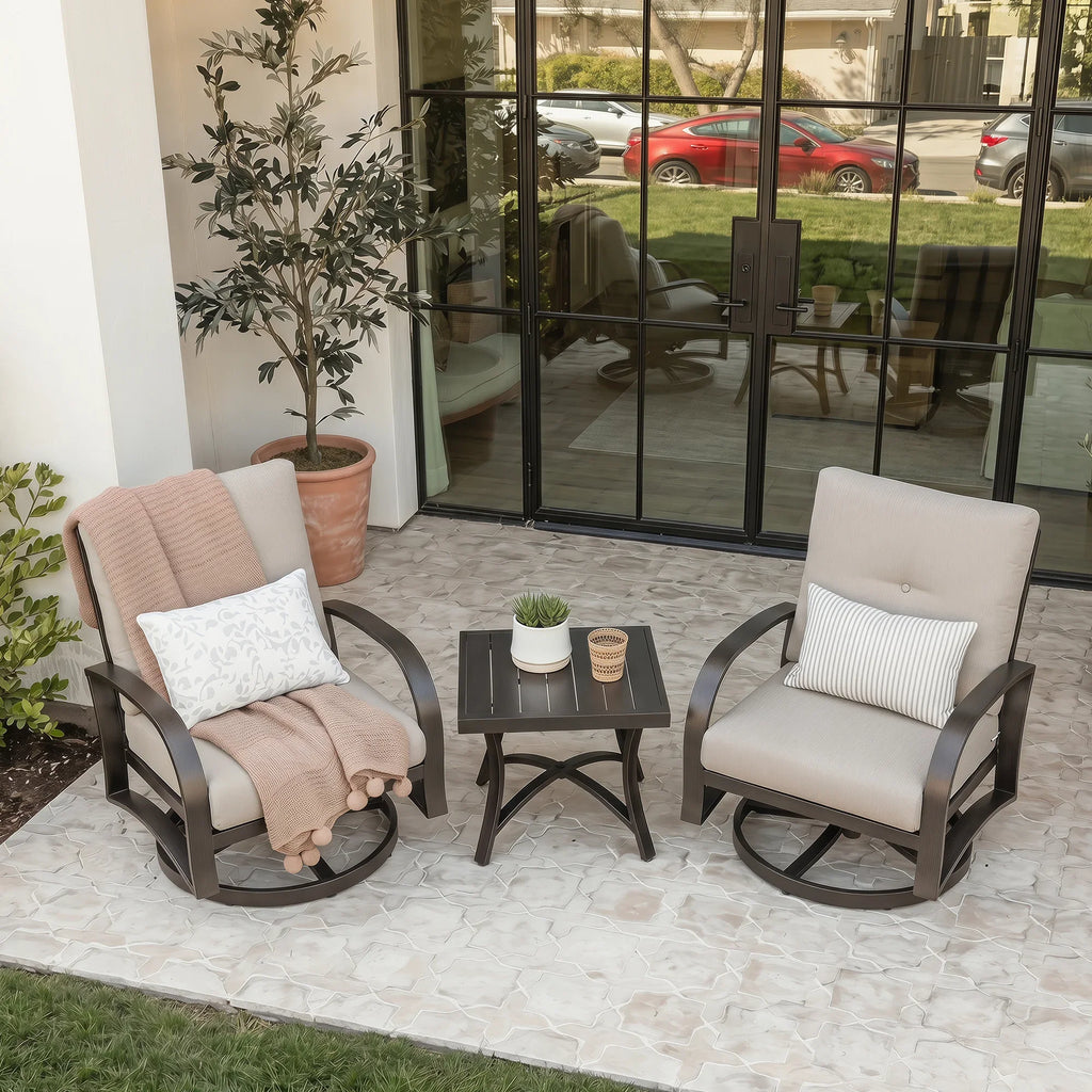3- Piece Aluminum Patio Bistro Sets with Sunbrella® Cushions