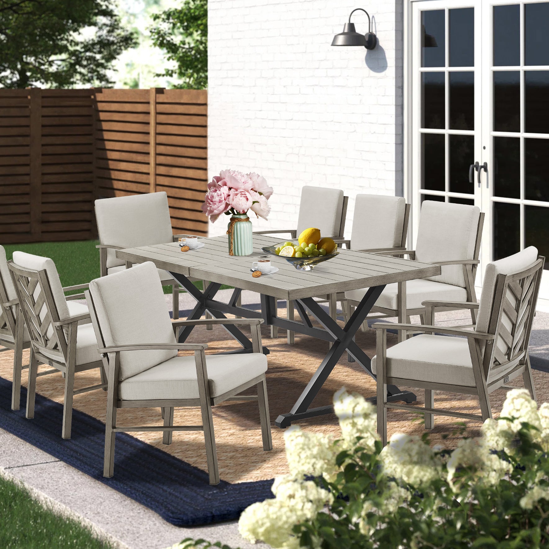 2-Piece Patio Aluminum Dining Chairs With Sunbrella® Cushions