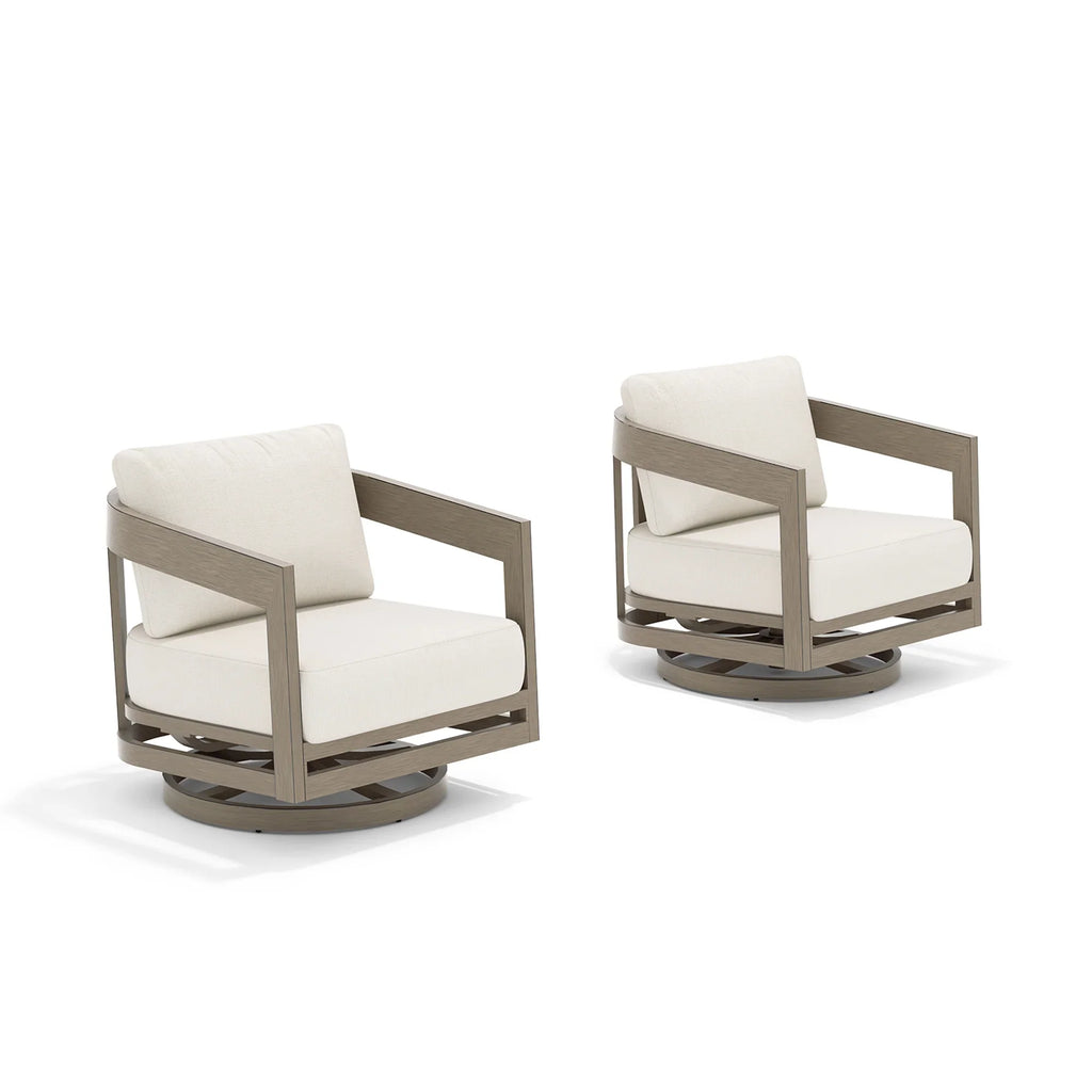 Outdoor Aluminum Swivel Club Chair With Cushions Set of 2