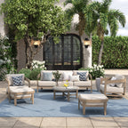 6 Pieces Teak Finish Aluminum Patio Swivel Furniture Set With Ottoman
