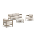 4-Piece Patio Conversation Set with Composite Concrete Round Coffee Tables