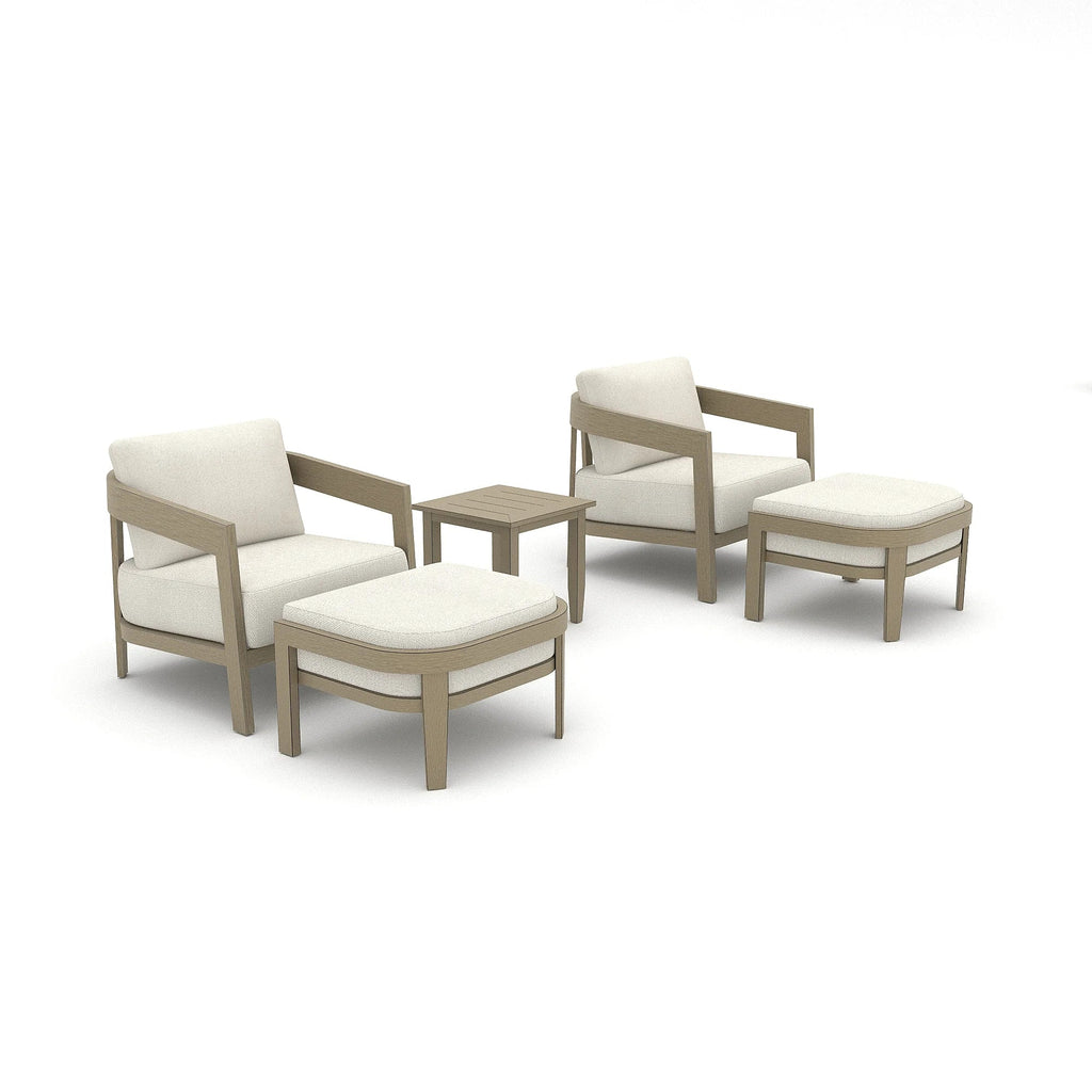 5-Piece Aluminum Patio Conversation Set With Ottomans