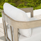 6 Pieces Teak Finish Aluminum Patio Swivel Furniture Set With Ottoman