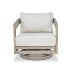 6 Pieces Teak Finish Aluminum Patio Swivel Furniture Set With Ottoman