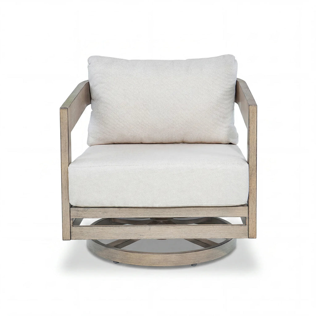 5-Piece Aluminum Patio Swivel Lounge Chairs With Ottomans