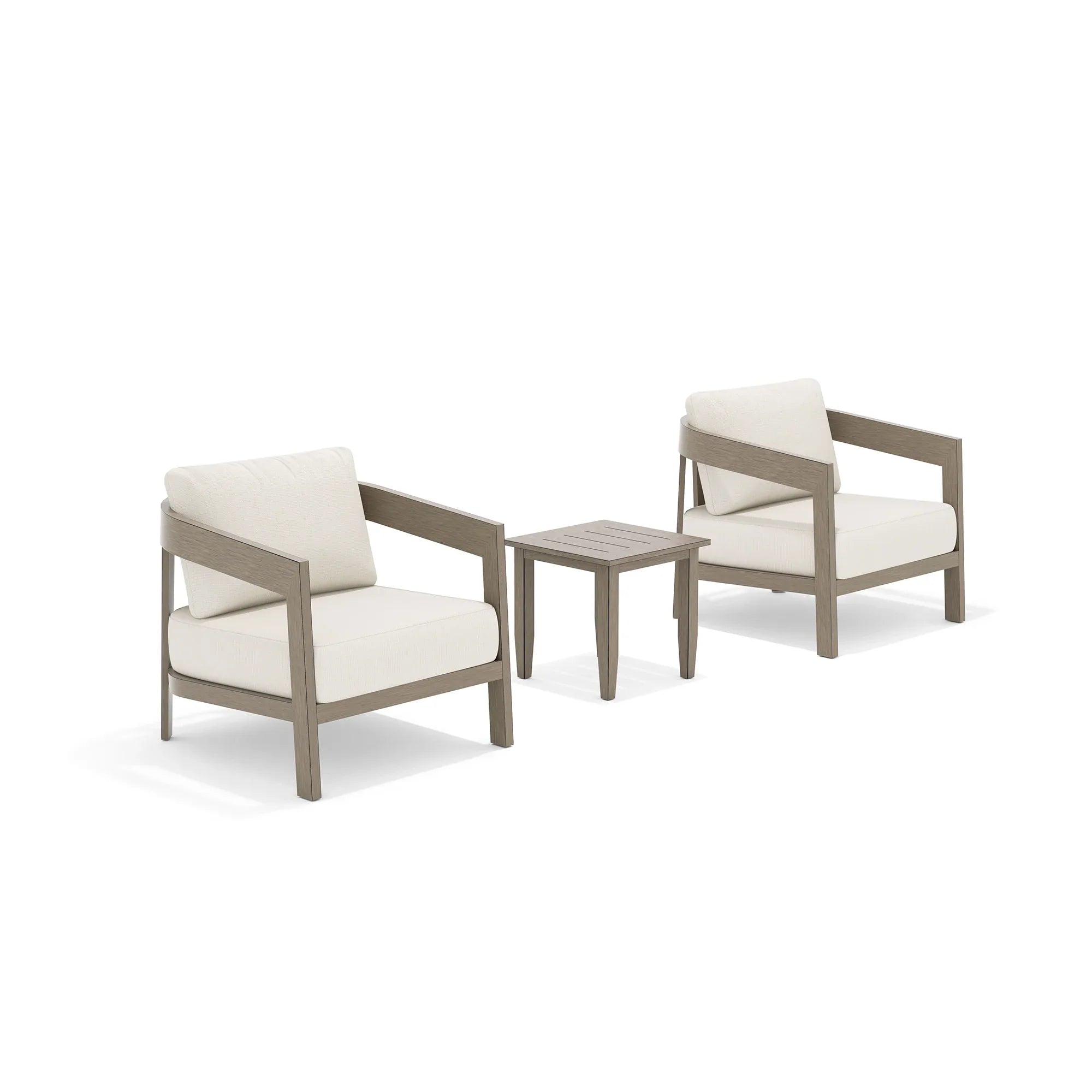 Patio 3-Piece Aluminum Club Conversation Set With Side Table