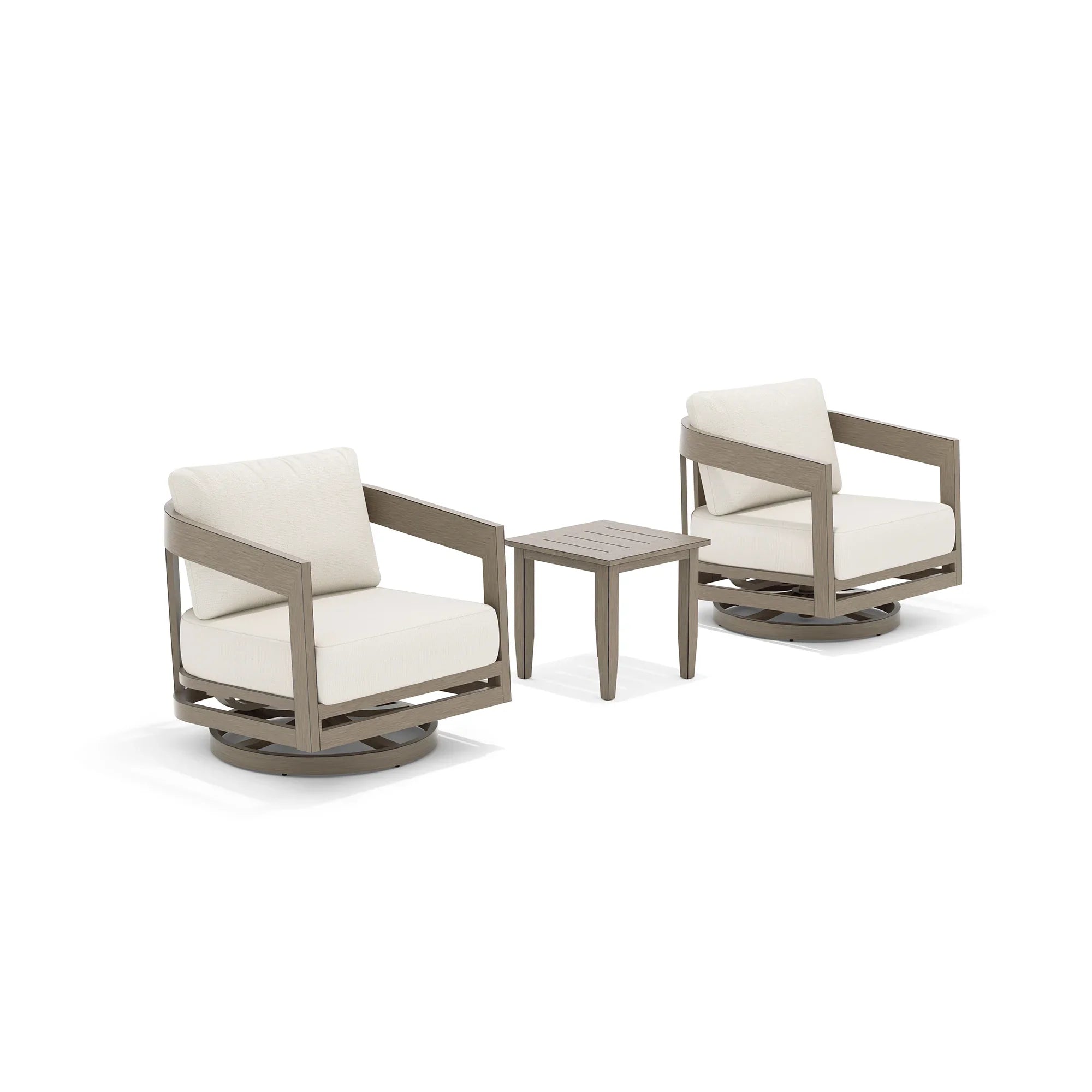 Patio 3-Piece Aluminum Swivel Conversation Set With Side Table