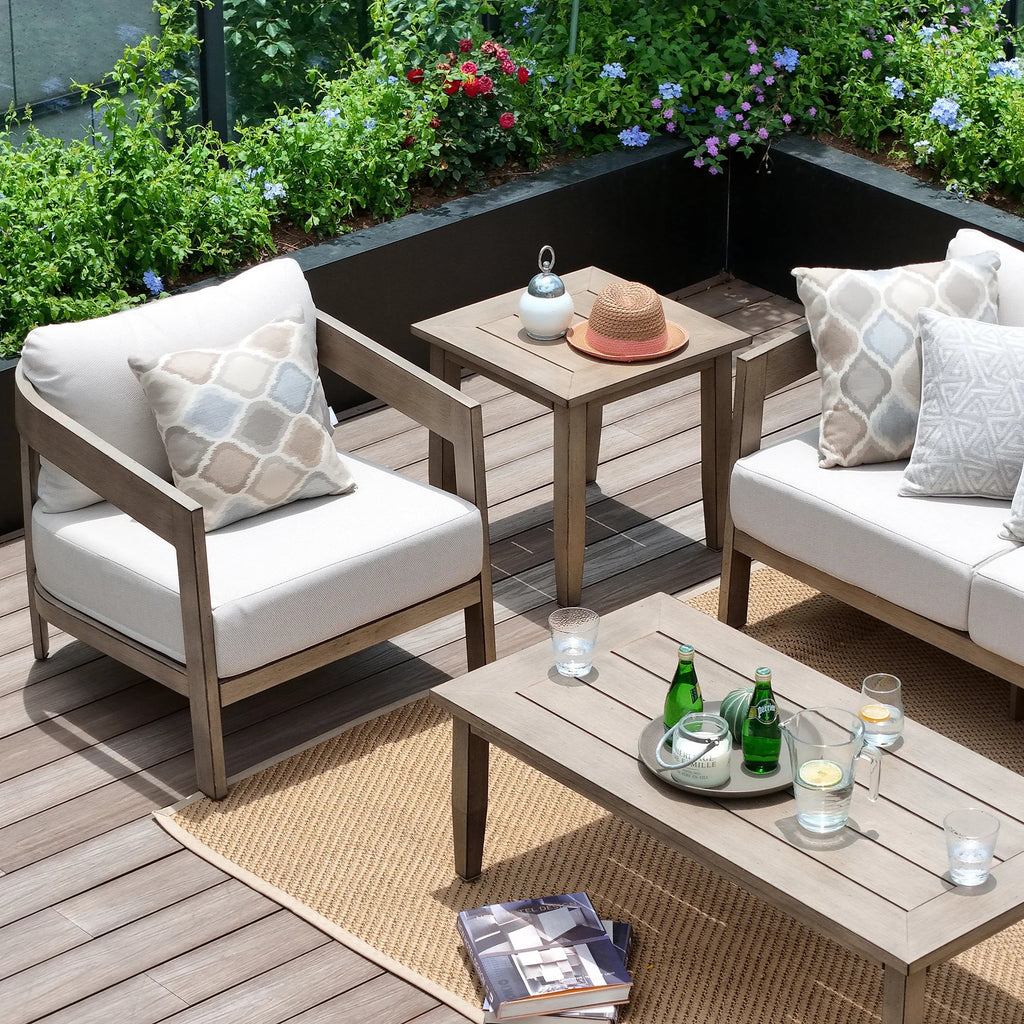 Patio 3-Piece Aluminum Club Conversation Set With Side Table