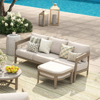 6 Pieces Teak Finish Aluminum Patio Swivel Furniture Set With Ottoman
