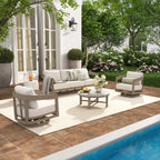 4-Piece Modern Patio Swivel Furniture Set With Round Concrete Table