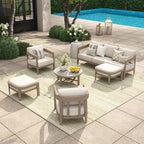 6-Piece Patio Conversation Set with Composite Concrete Round Coffee Tables