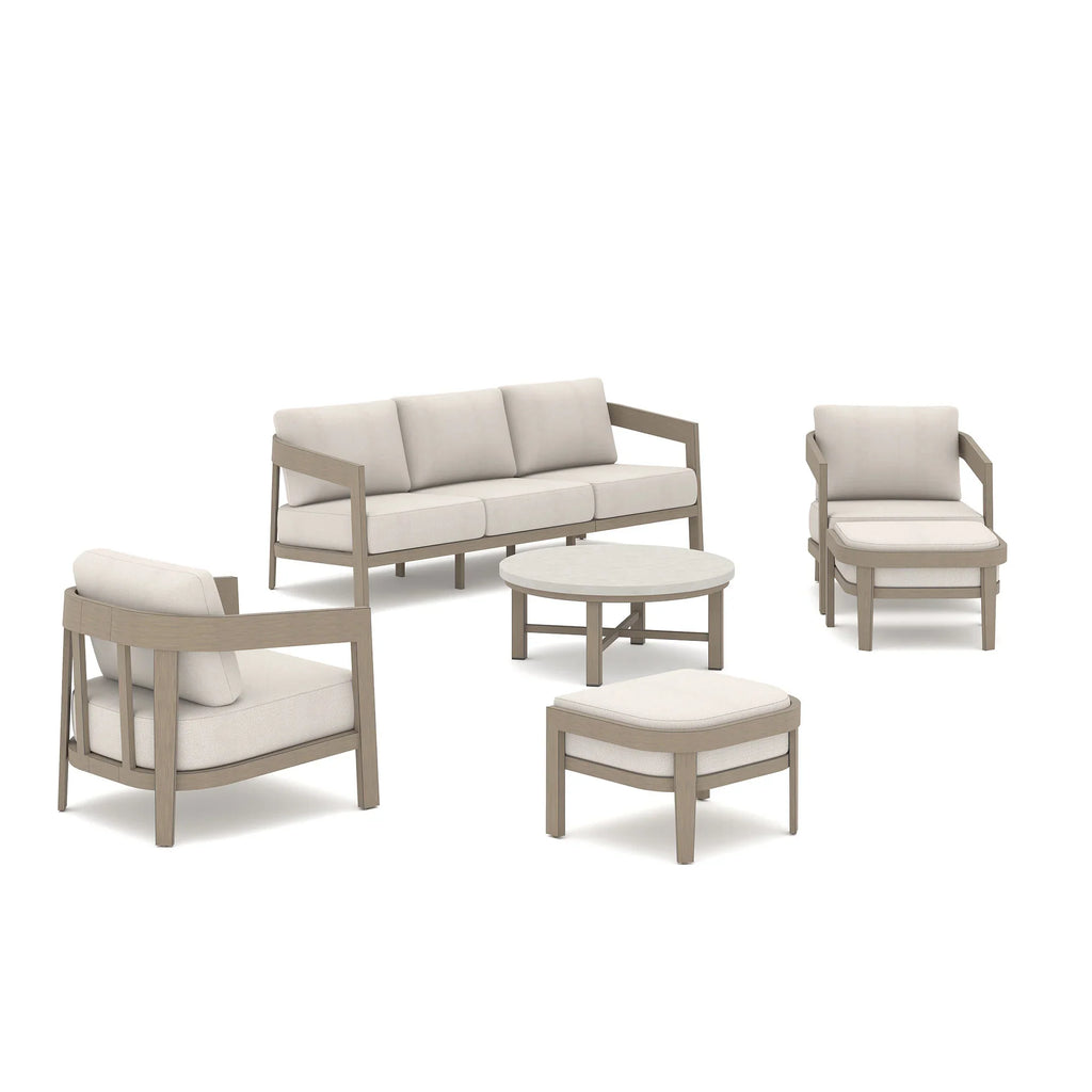 6-Piece Patio Conversation Set with Composite Concrete Round Coffee Tables