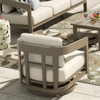 Patio 3-Piece Aluminum Swivel Conversation Set With Side Table