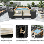 Alora Large Outdoor Quadrilateral Spa Surround Rattan Sectional Sofa Set With Storage Compartments (SAK80217)