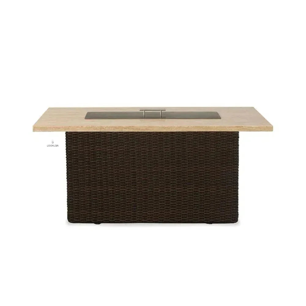 Fire Table in Gray Travertine