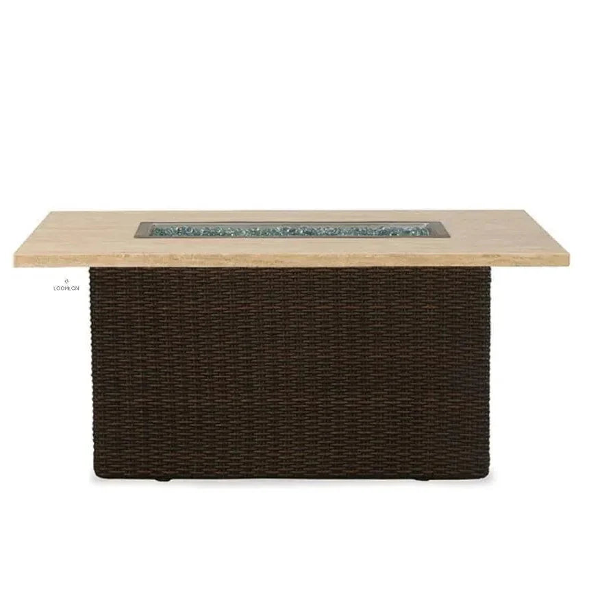 Fire Table in Gray Travertine