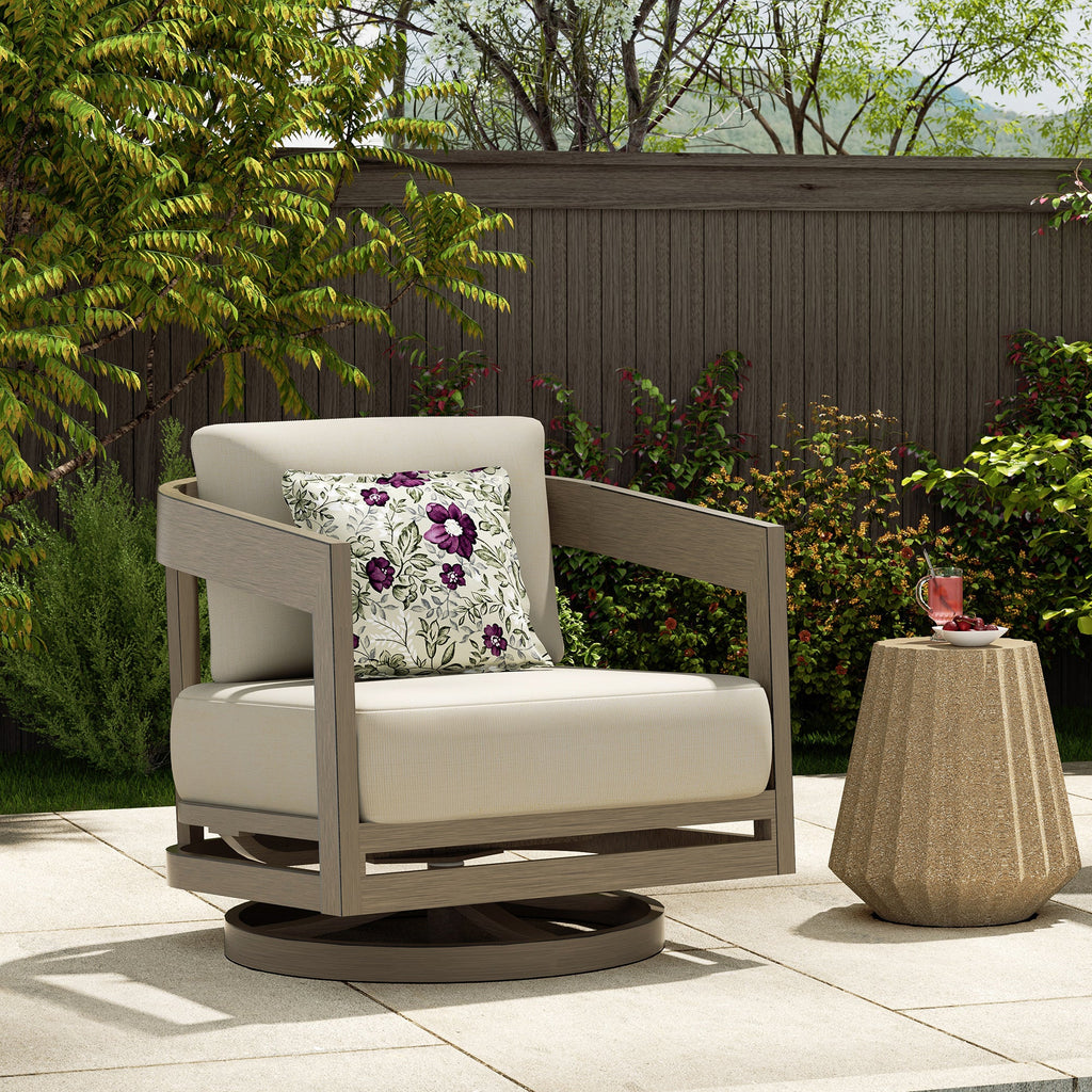 Patio 3-Piece Aluminum Swivel Conversation Set With Side Table