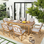 Weather-Resistant Outdoor 84"L Dining Table and 6 Armchair