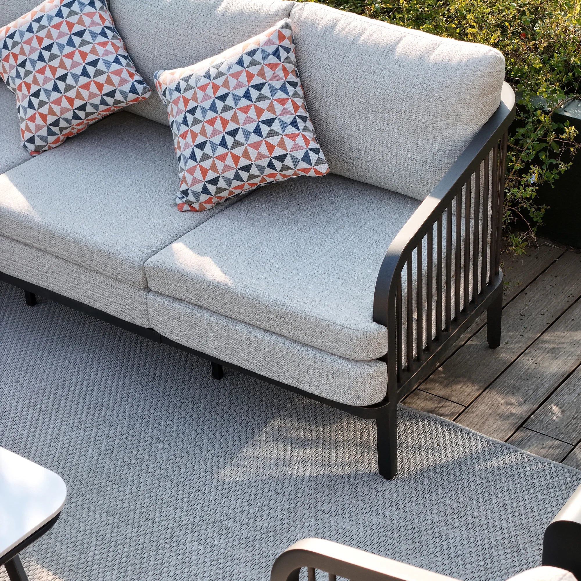 4-Piece Aluminum Patio Swivel Seating Set With Sintered Stone Tables