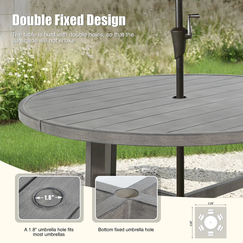 6-Person Aluminum Patio Round Dining Set With Sunbrella® Cushions
