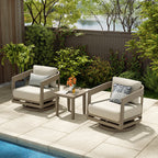 Patio 3-Piece Aluminum Swivel Conversation Set With Side Table