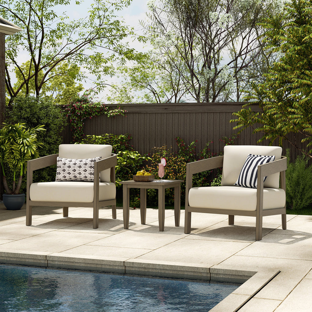 Patio 3-Piece Aluminum Club Conversation Set With Side Table