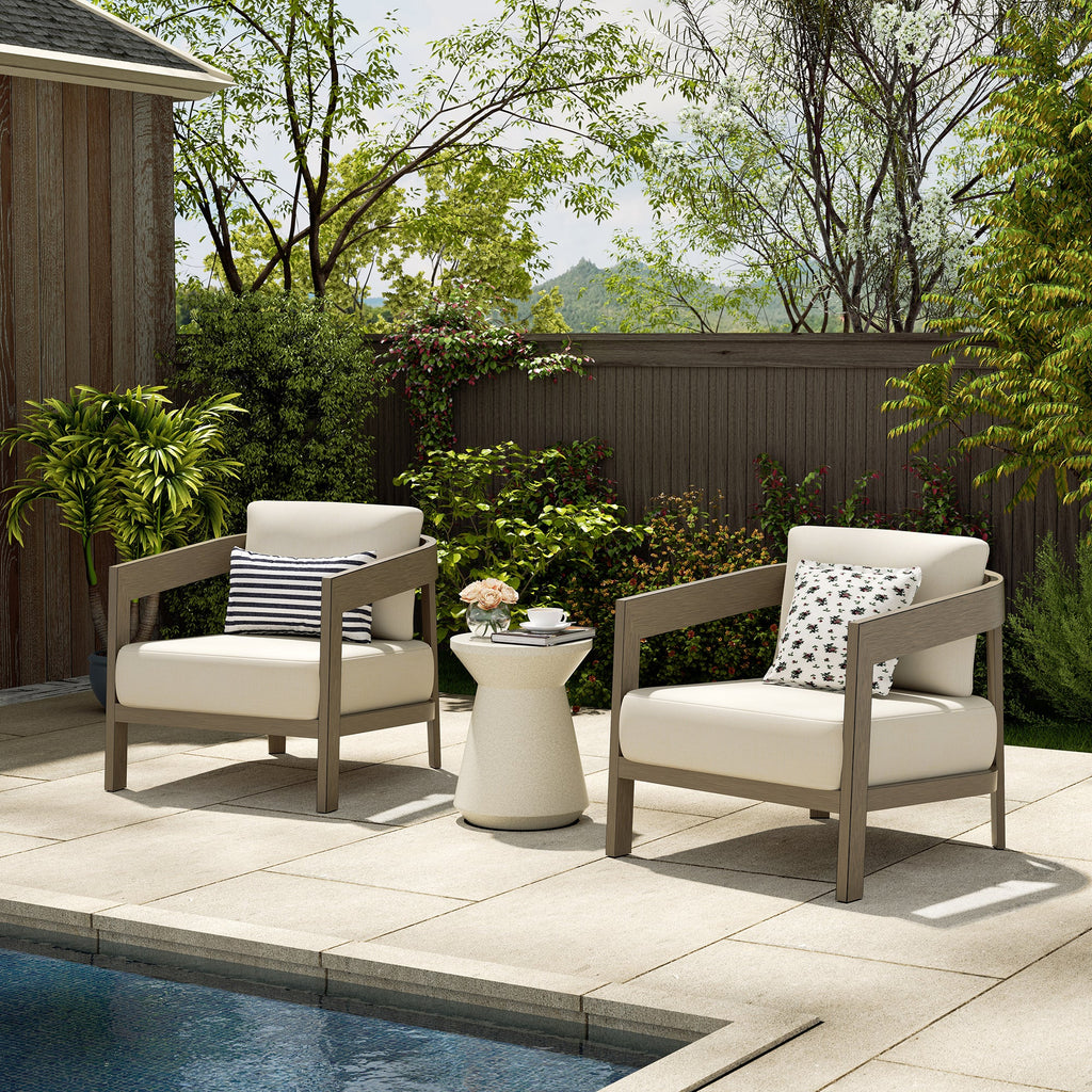 Outdoor Aluminum Club Chair With Cushions Set of 2