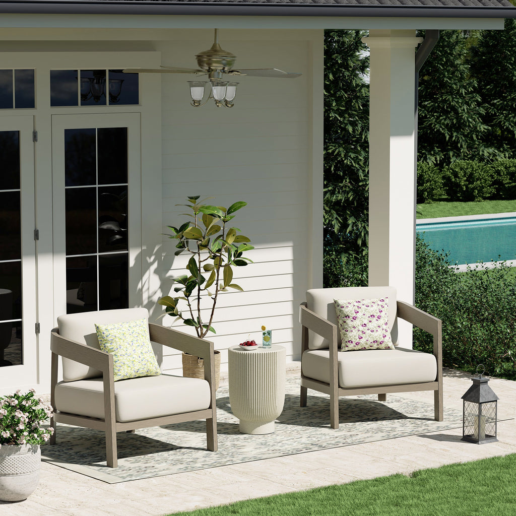 Outdoor Aluminum Club Chair With Cushions Set of 2