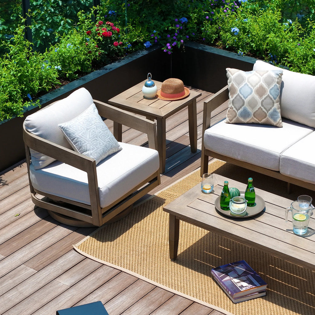 5-Piece Aluminum Patio Swivel Lounge Chairs With Ottomans