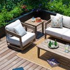 Patio 3-Piece Aluminum Swivel Conversation Set With Side Table