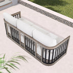 Sereno Outdoor Aluminum Sofa Set With Swivel Chairs and Round Coffee Table