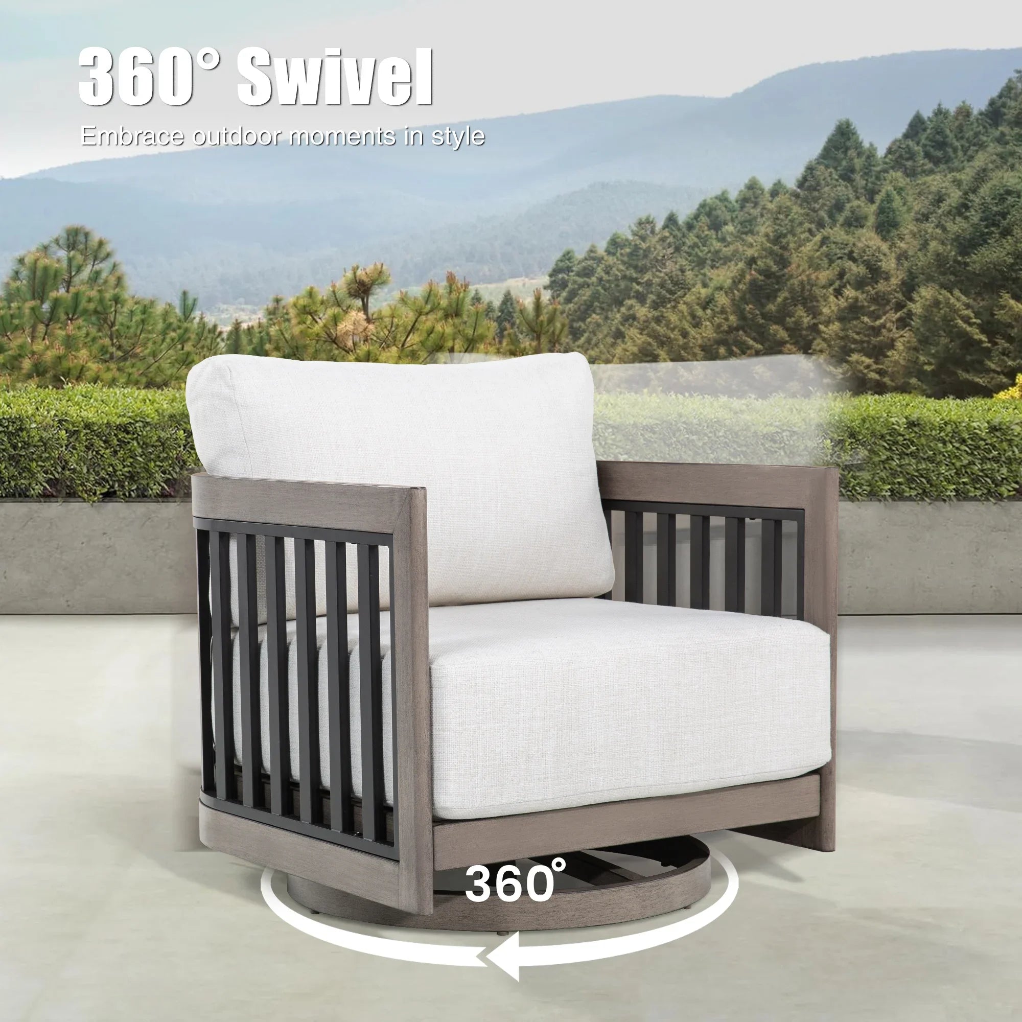 4-Person Patio Swivel Chair Set With Round Coffee Table