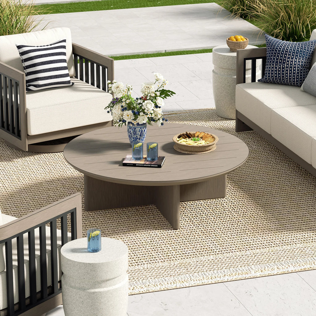 4-Person Outdoor Lounge Chair Set With Round Coffee Table