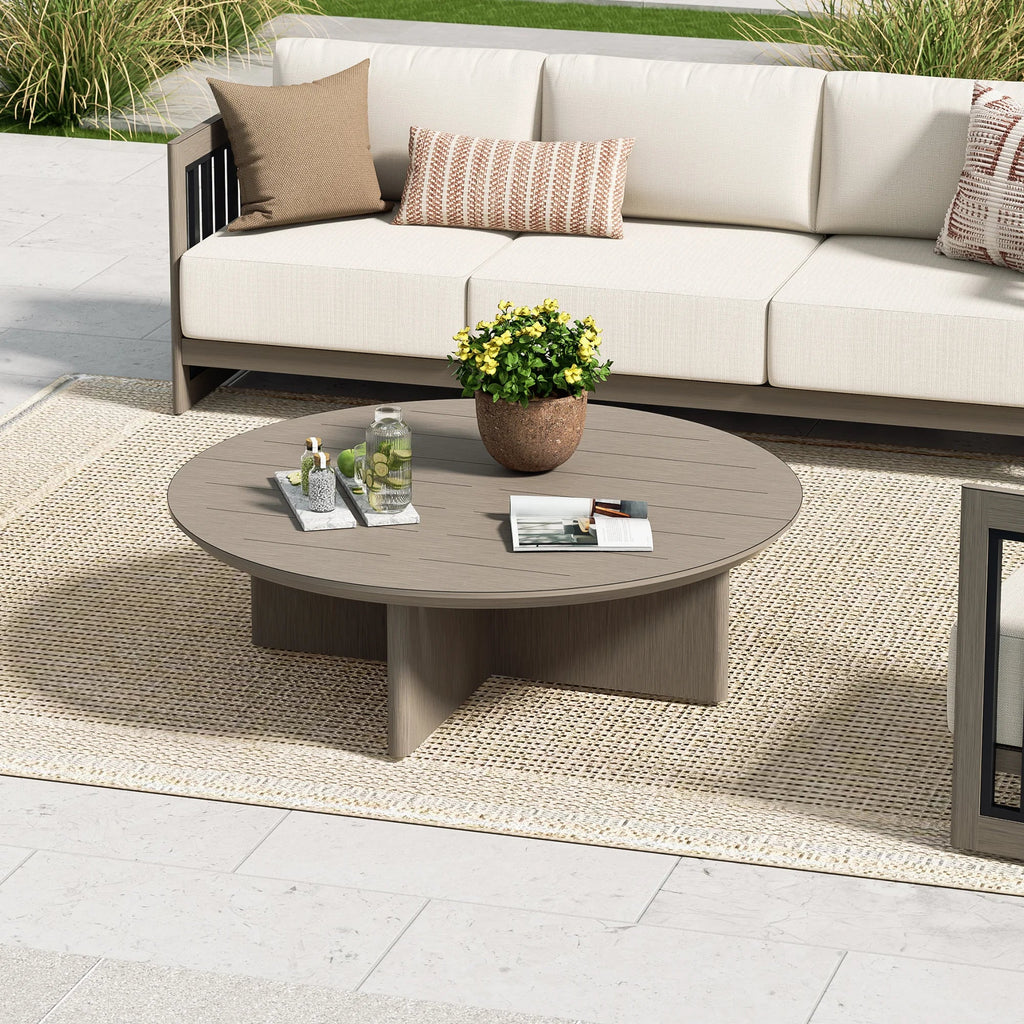 4-Person Patio Swivel Chair Set With Round Coffee Table