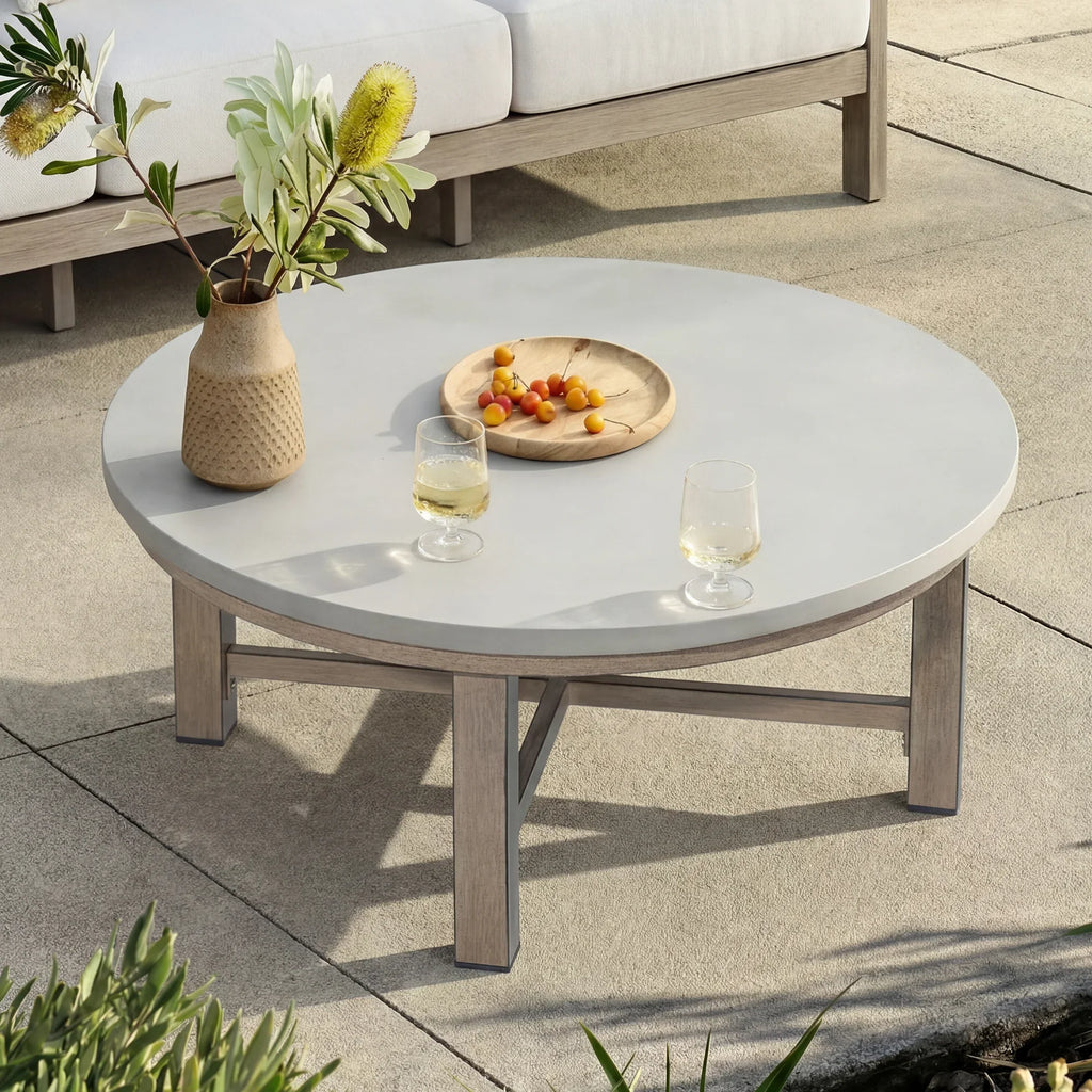 6 Pieces Teak Finish Aluminum Patio Swivel Furniture Set With Ottoman