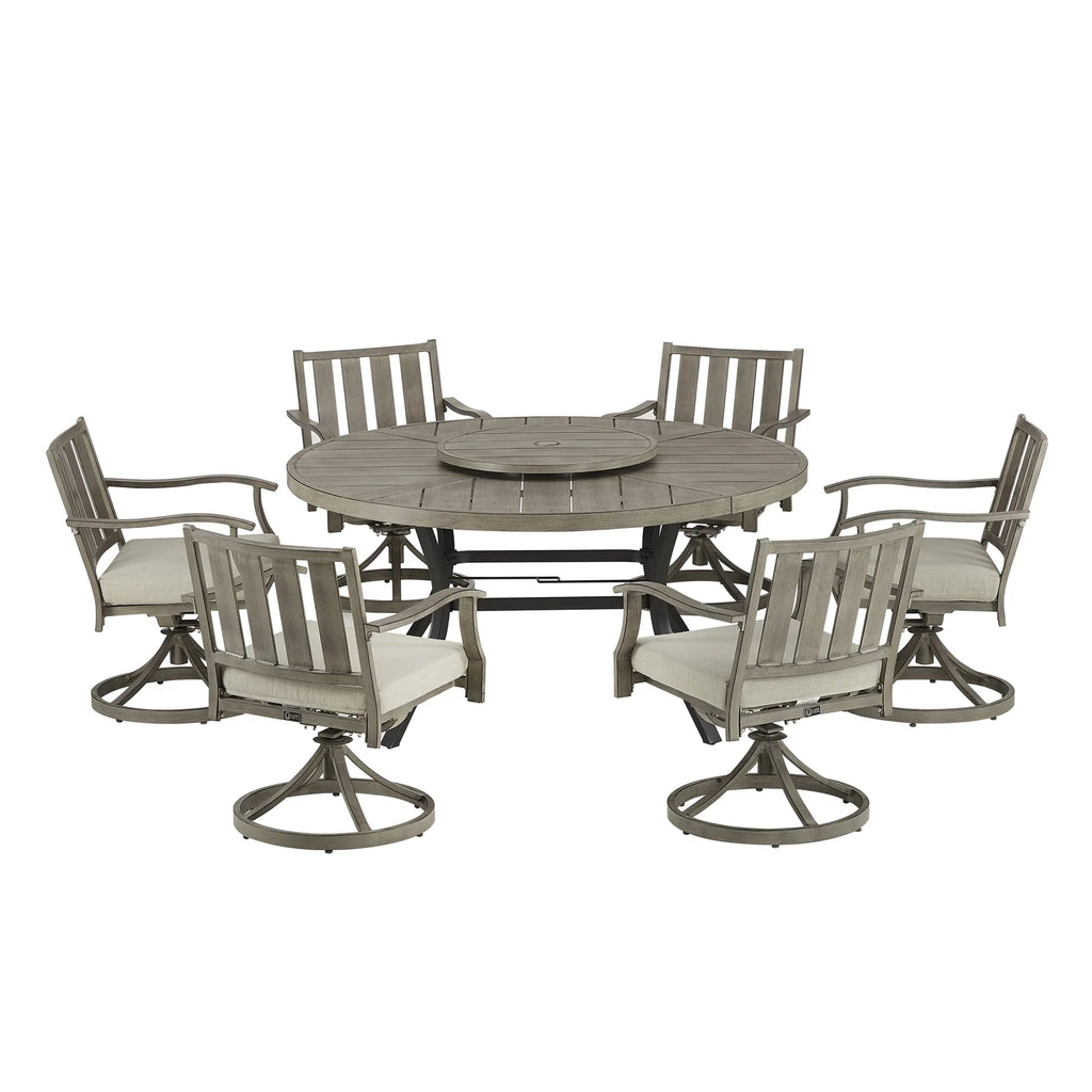 Round 60" Dining Set With Removable Lazy Susan And Sunbrella® Cushions
