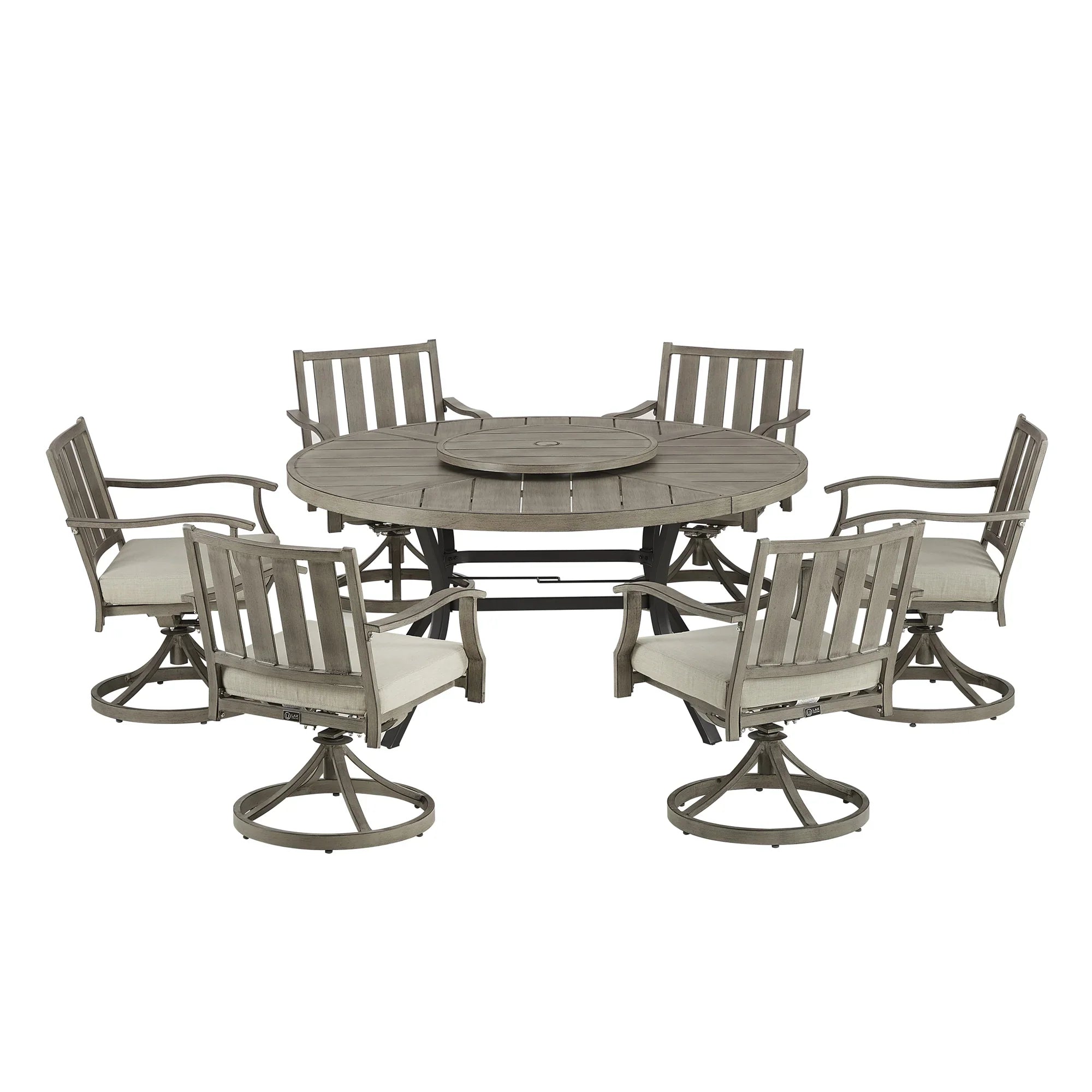 Round 60" Dining Set With Removable Lazy Susan And Sunbrella® Cushions