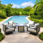 Palm Beach Poly Lumber Fire Pit Table Set Club Chairs