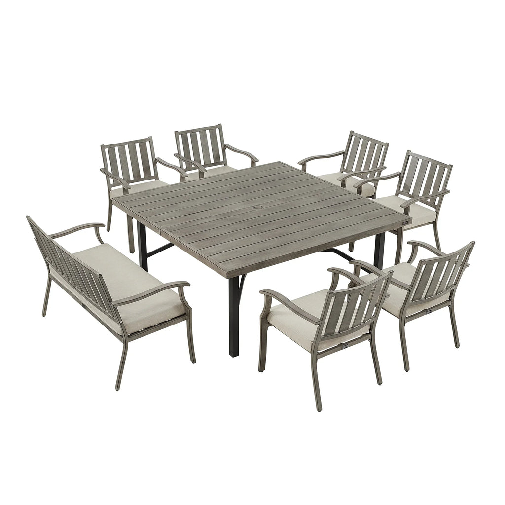 8-Person Patio Square Dining Table Set With Sunbrella® Cushions