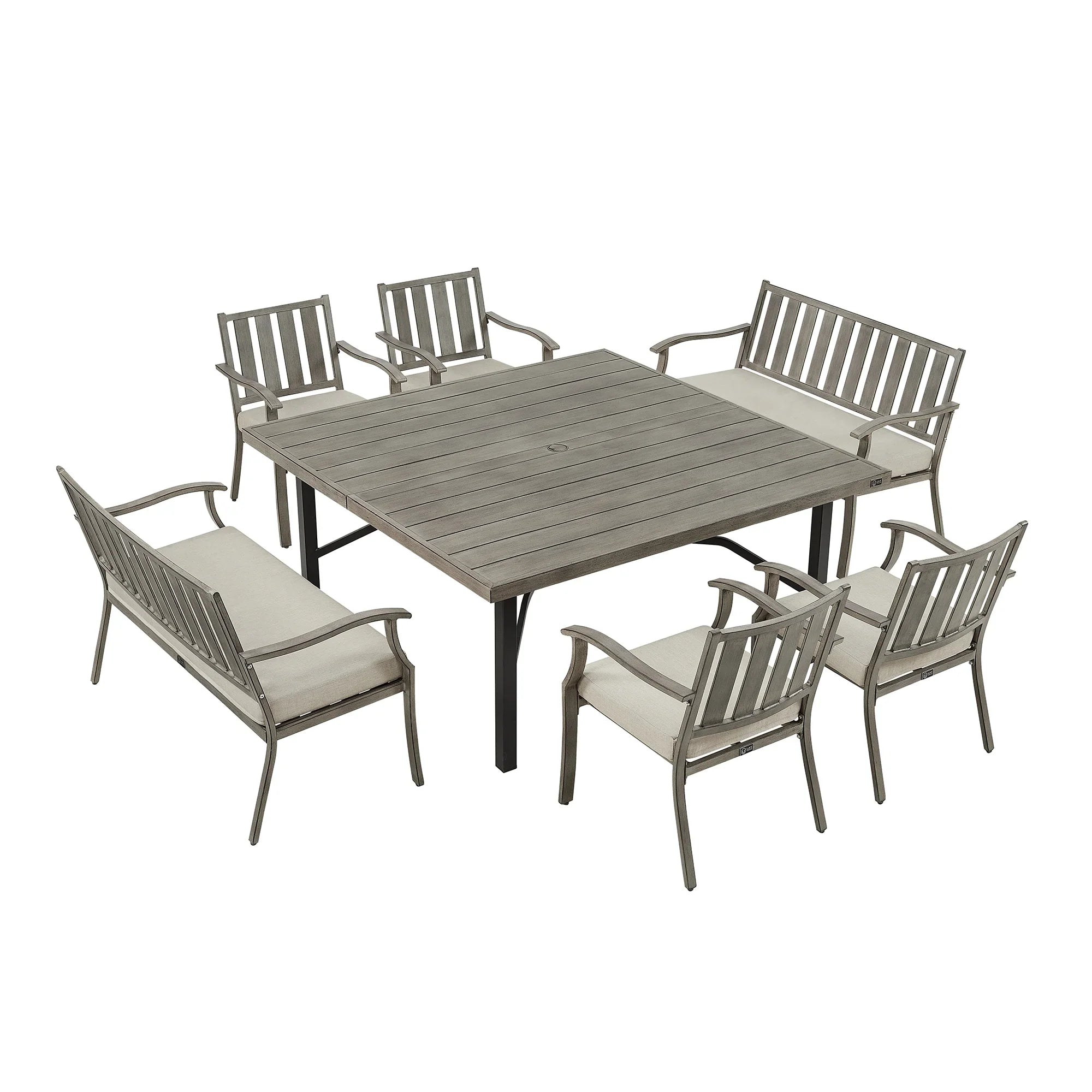 Outdoor Square Dining Table Set For 8-Person With Sunbrella® Cushions