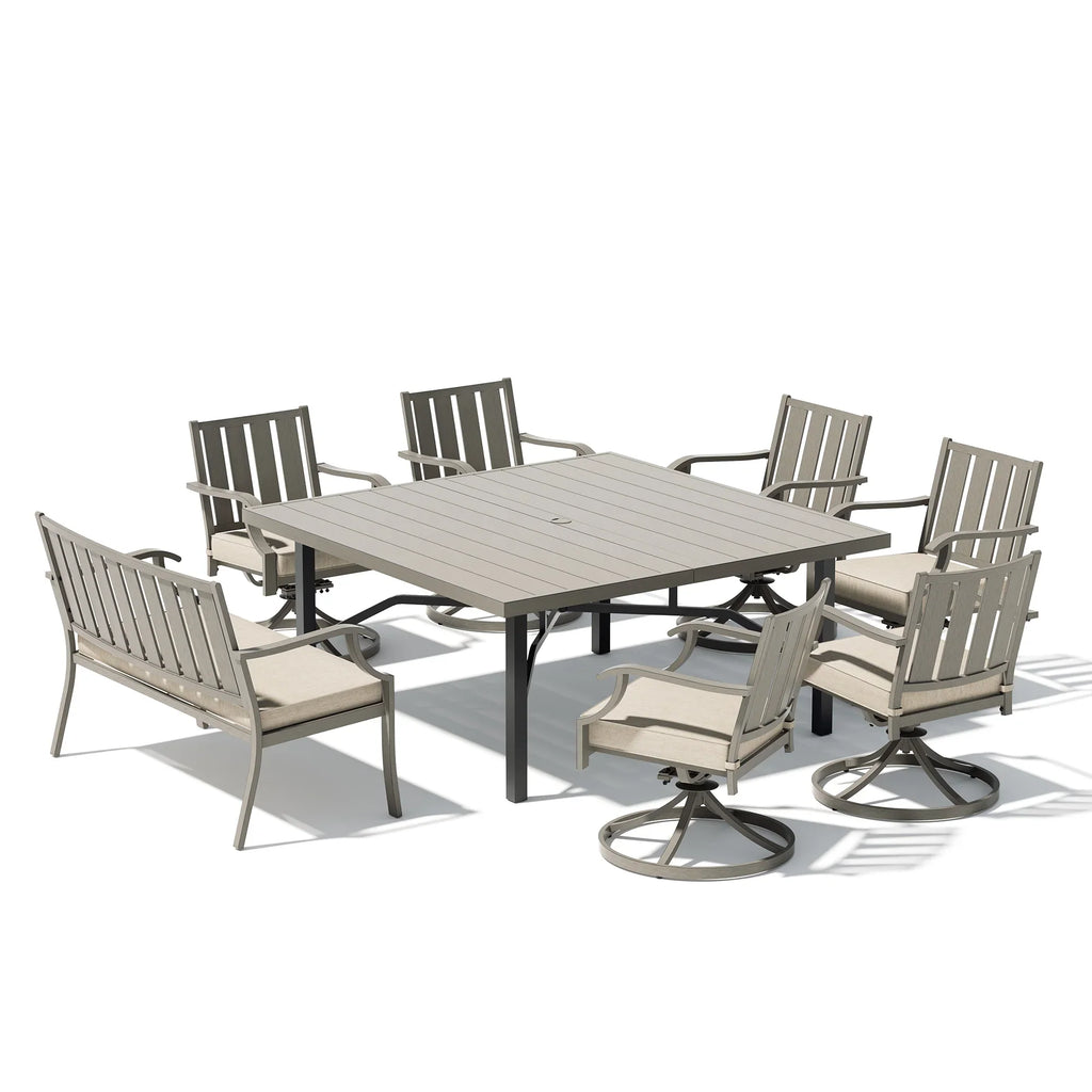 8-Person Patio Square Dining Table Set With Sunbrella® Cushions