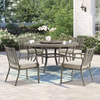 Round 60" Dining Set With Removable Lazy Susan And Sunbrella® Cushions
