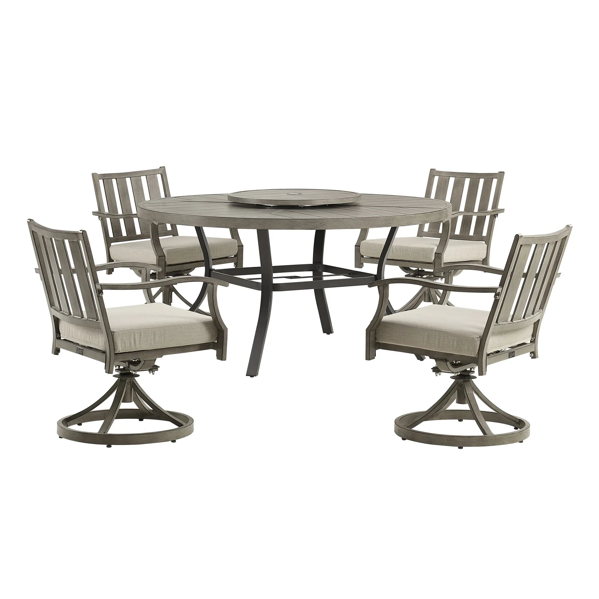 Round 60" Dining Set With Removable Lazy Susan And Sunbrella® Cushions