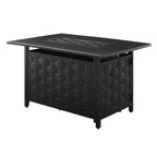 Rectangular Basketweave Aluminum Convertible Gas Fire Pit Table