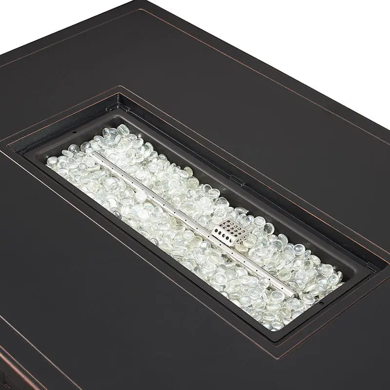 Rectangular Basketweave Aluminum Convertible Gas Fire Pit Table