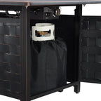 Rectangular Basketweave Aluminum Convertible Gas Fire Pit Table