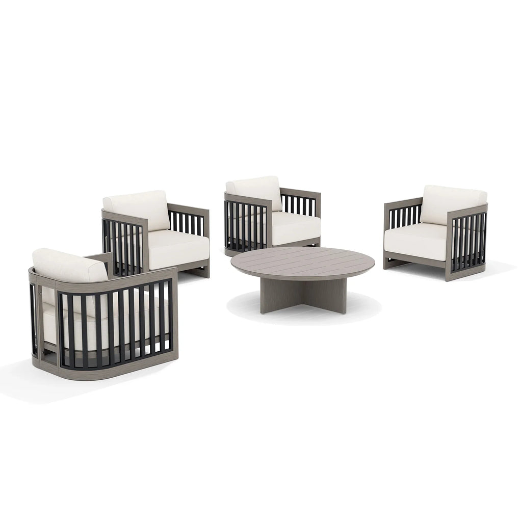 4-Person Outdoor Lounge Chair Set With Round Coffee Table