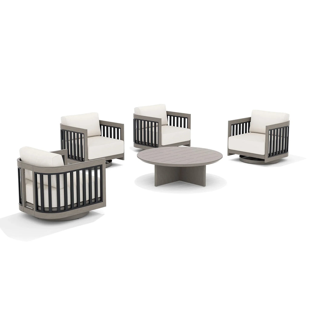 4-Person Patio Swivel Chair Set With Round Coffee Table